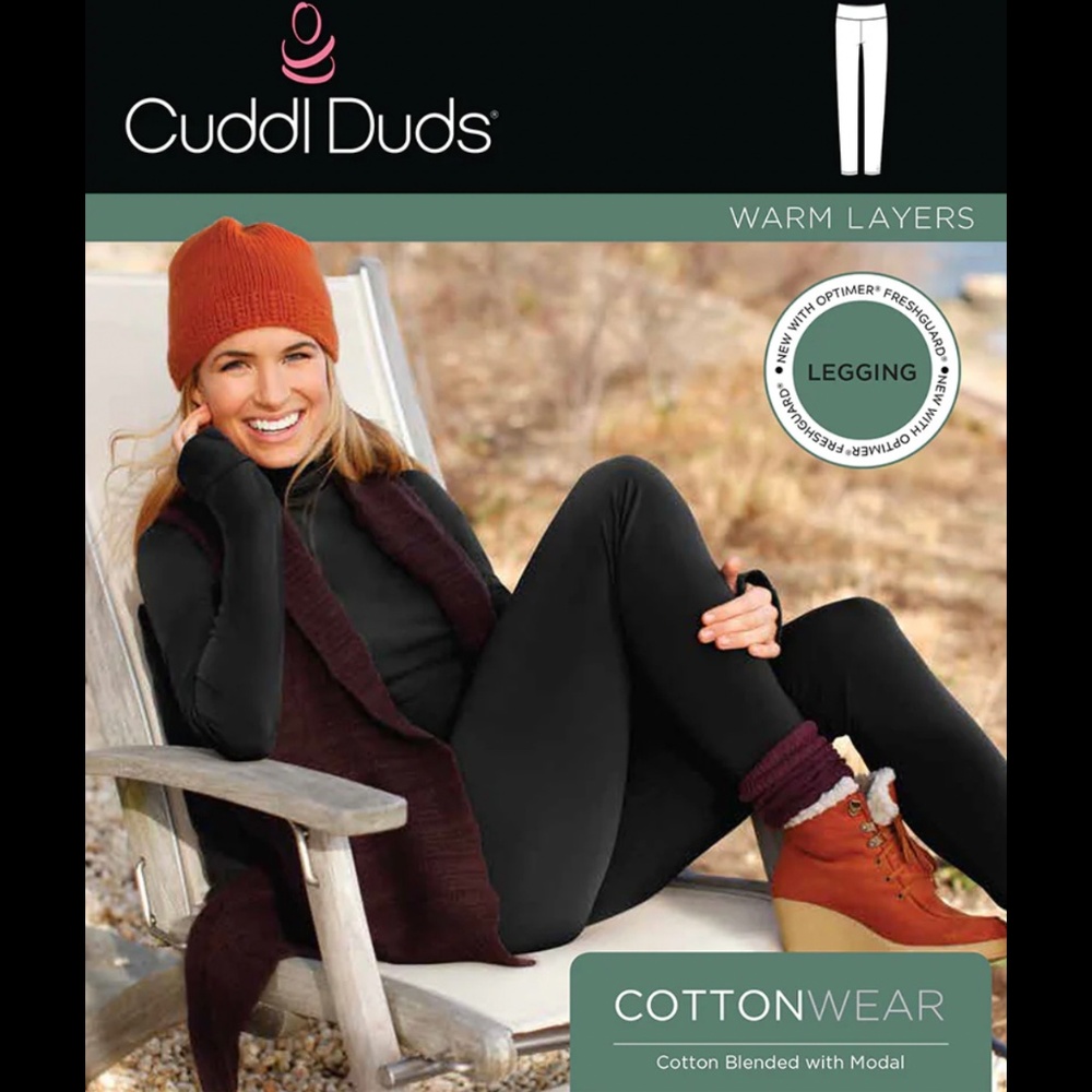 Brand New In Package Cuddl Duds XL CottonWear Leggings with Modal Charco…